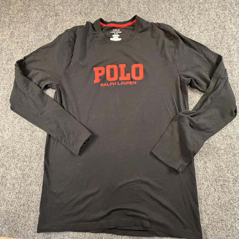 Polo Ralph Lauren Mens Long Sleeve Black Graphic Logo Shirt Medium 1214